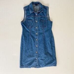 Vintage Y2k 90's Sonoma Sleeveless Button Denim Dress  Size M